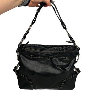 DONALD J PLINER BLACK LEATHER SHOULDER BAG